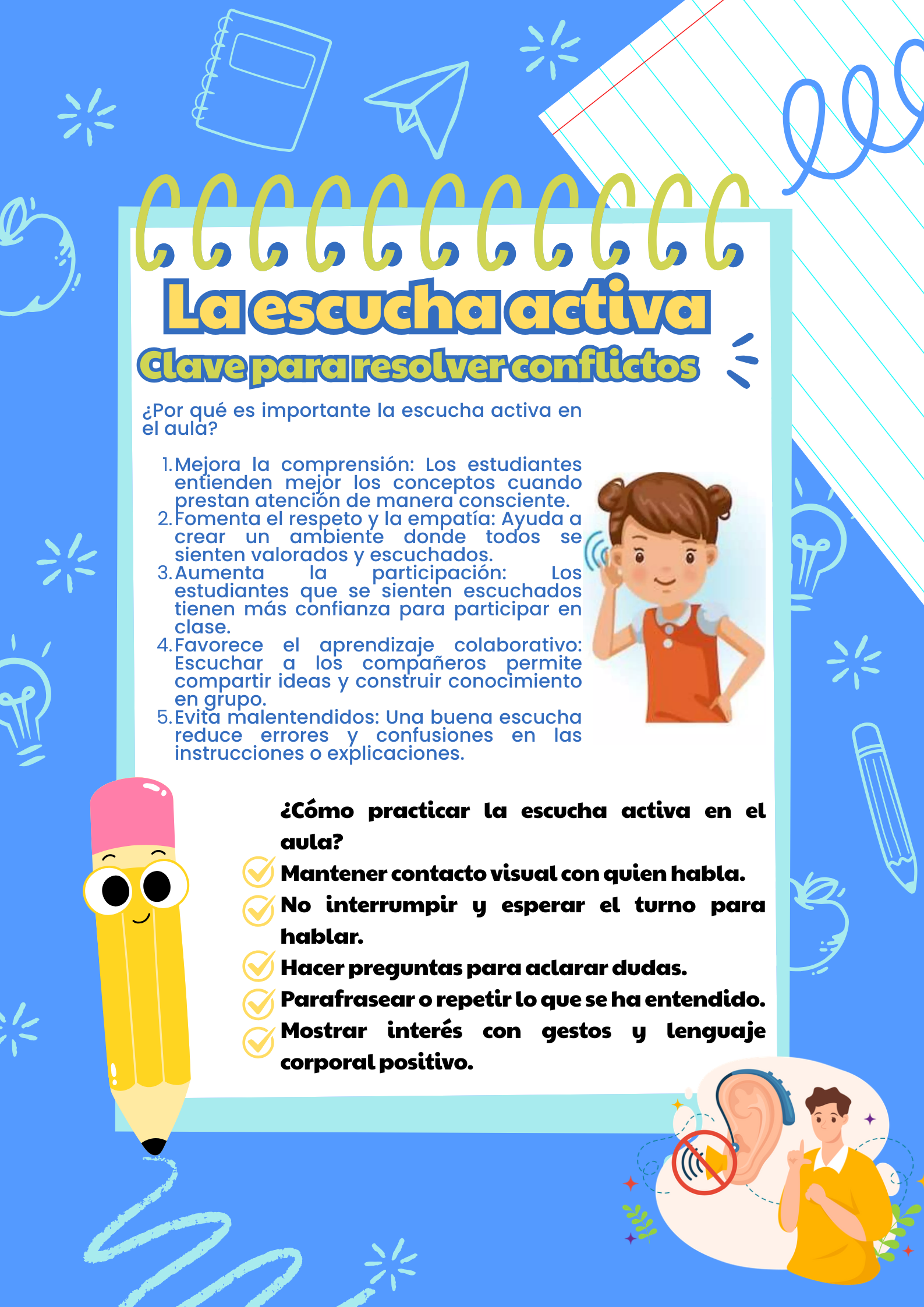 Póster Anuncio Papelería Útiles Escolares Infantil Azul