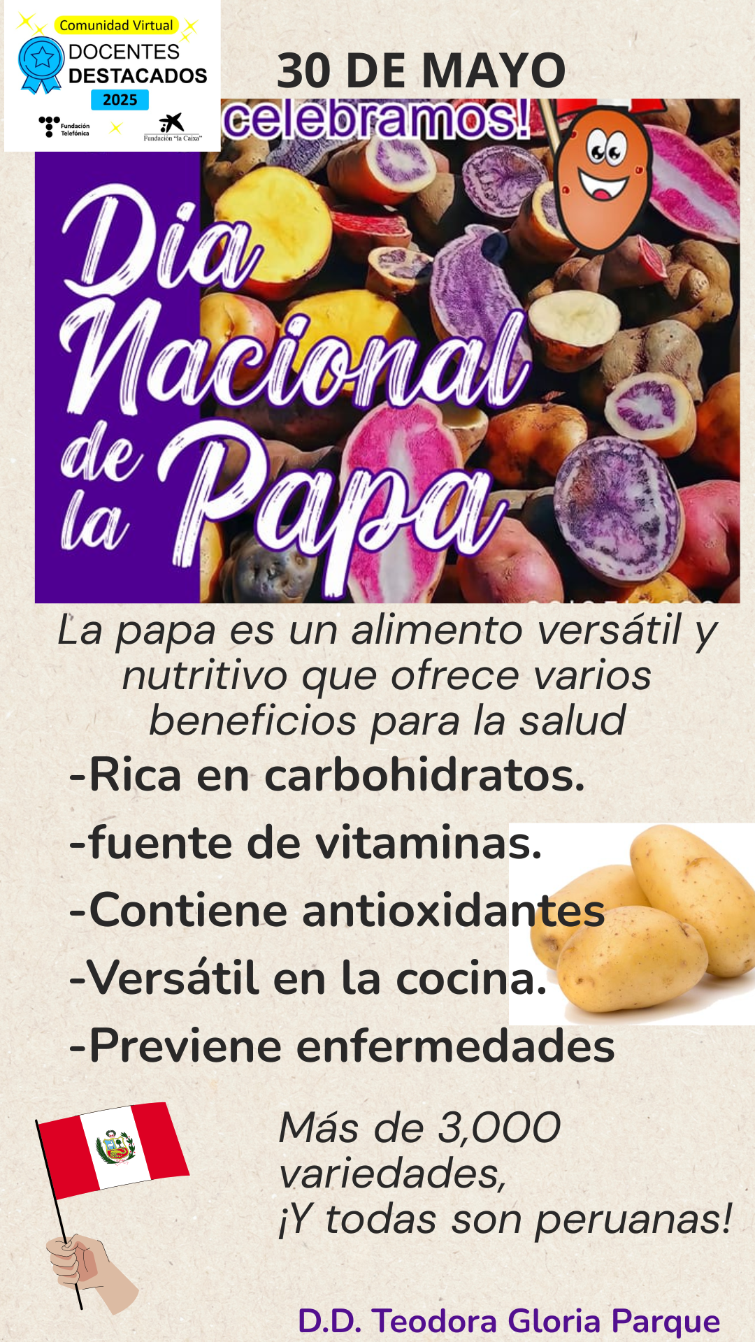 Historia de Instagram Día Nacional de la Papa Ilustrado Rojo y Blanco